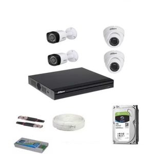 DAHUA FULL HD 2MP CAMERAS COMBO KIT 4CH HD DVR+ 2 BULLET CAMERAS + 2 DOME CAMERAS+1TB HARD DISC+ WIRE ROLL +SUPPLY & ALL REQUIRED CONNECTORS,DVR Security Camera (1 TB, 4 Channel)