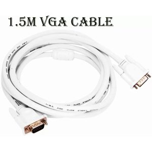 POZUB VGA Cable 1.5 m High speed Flexible CPU To Monitor VGA Cable For Tv,Computer,Laptop TV-out Cable (Compatible with COMPUTER, LAPTOP, TV, White, One Cable)