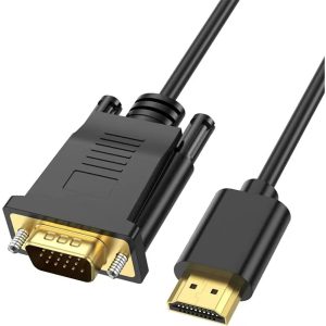 dhruvga HDMI Cable 3 m HDMI to VGA Cable 3M, Unidirectional HDMI to VGA Video Converter (Male to Male) Gold Platted Connector (0303) (Compatible with Computer/Desktop/Laptop/PC/Monitor/Projector/HDTV, Black, One Cable)